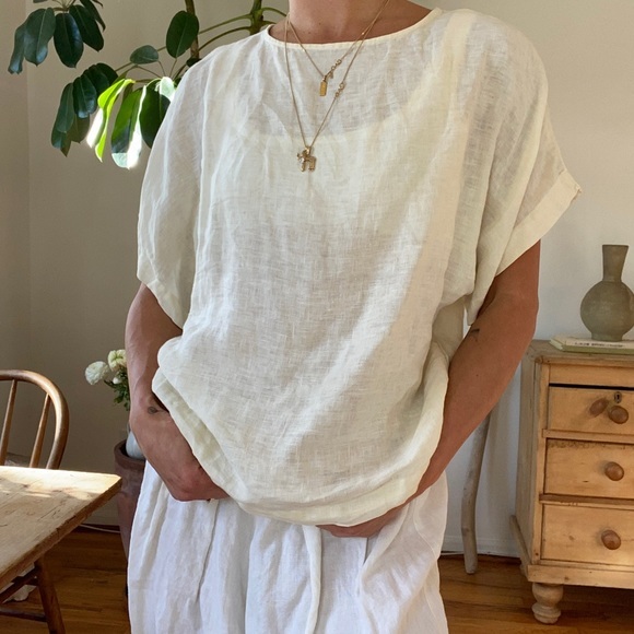 White Linen Tops